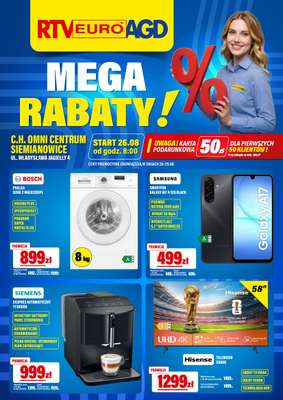 RTV EURO AGD - gazetka promocyjna Mega rabaty! C.H. OMNI CENTRUM SIEMIANOWICE - Sprawdź! od środy 26.08 do soboty 29.08