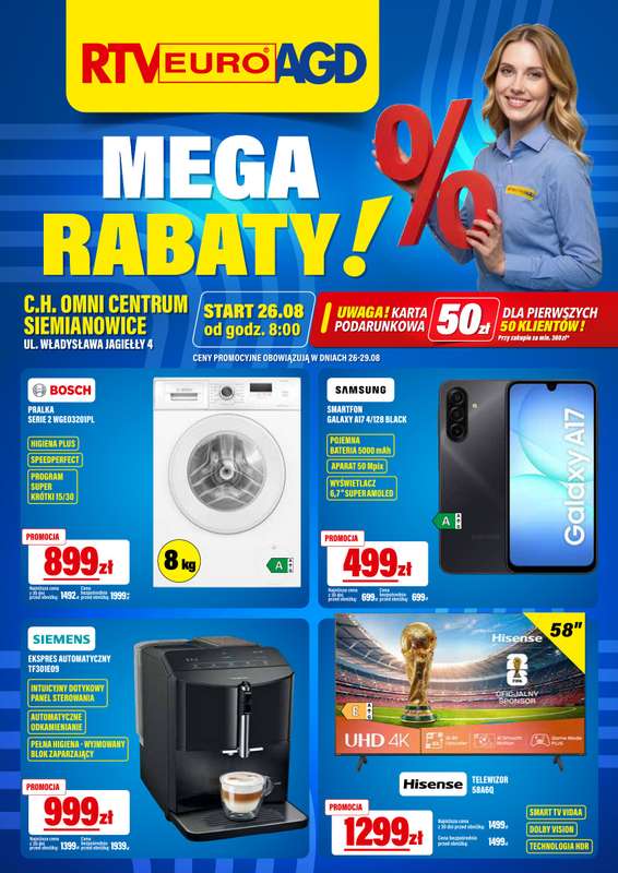 RTV EURO AGD - gazetka promocyjna Mega rabaty! C.H. OMNI CENTRUM SIEMIANOWICE - Sprawdź! od środy 26.08 do soboty 29.08