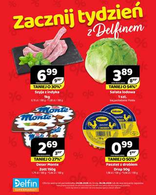 Delfin - gazetka promocyjna Zacznij tydzień z Delfinem od poniedziałku 24.08 do środy 26.08