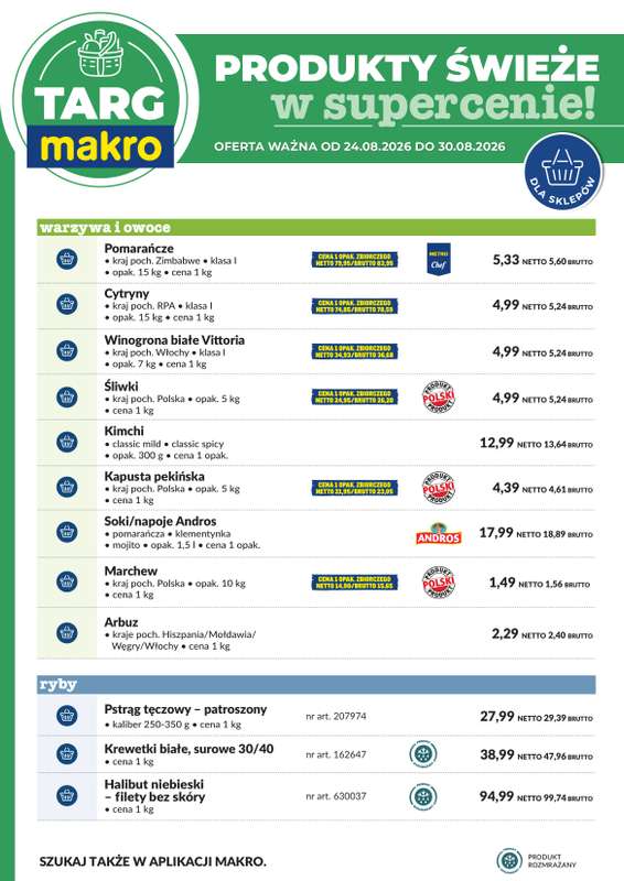 Makro - gazetka promocyjna Targ MAKRO - oferta świeża w super cenach! od poniedziałku 24.08 do niedzieli 30.08 - strona 6