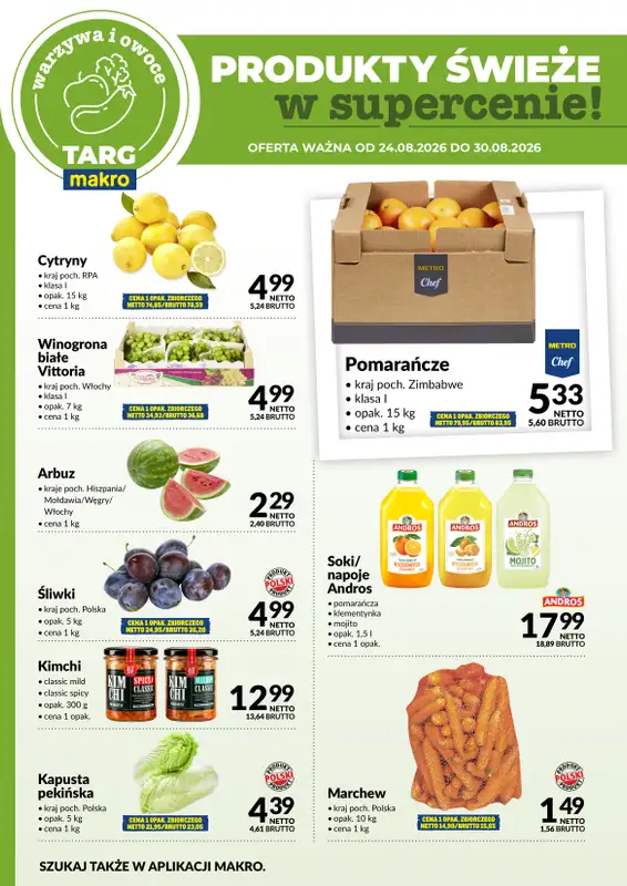 Makro - gazetka promocyjna Targ MAKRO - oferta świeża w super cenach! od poniedziałku 24.08 do niedzieli 30.08 - strona 5