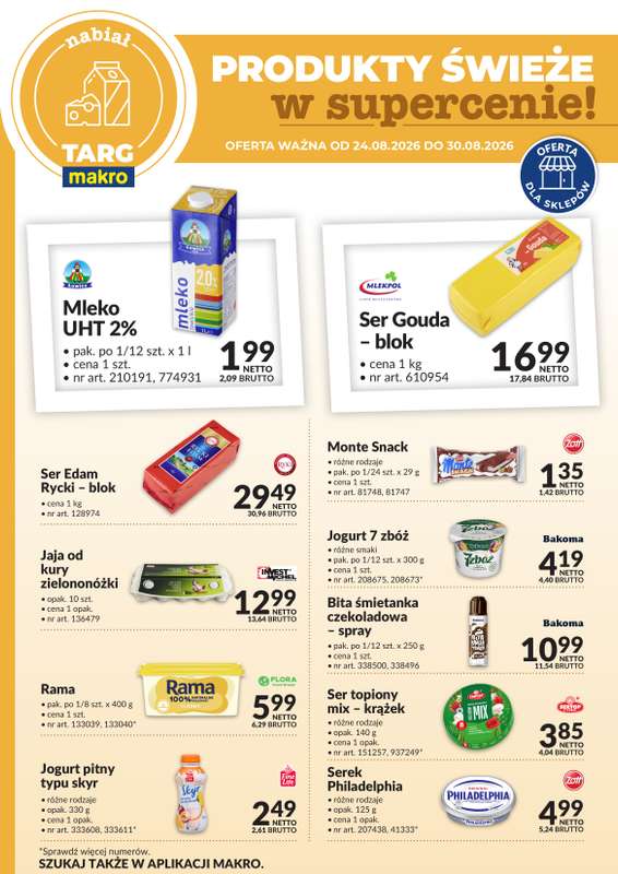 Makro - gazetka promocyjna Targ MAKRO - oferta świeża w super cenach! od poniedziałku 24.08 do niedzieli 30.08
