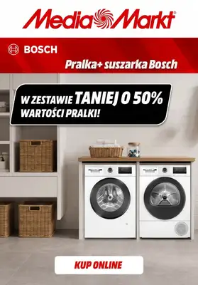 Media Markt - gazetka promocyjna Pralka + suszarka Bosch w zestawie taniej o 50% wartości pralki! od poniedziałku 24.08 do niedzieli 06.09