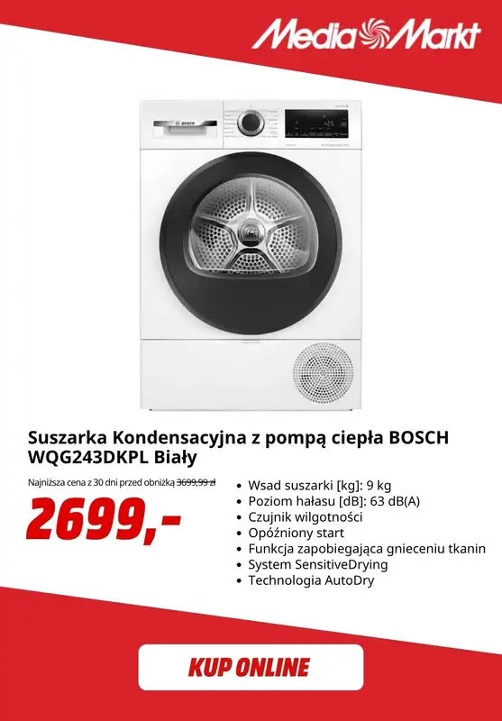 Media Markt - gazetka promocyjna Pralka + suszarka Bosch w zestawie taniej o 50% wartości pralki! od poniedziałku 24.08 do niedzieli 06.09 - strona 3