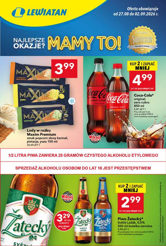 LEWIATAN - gazetka promocyjna Gazetka MAMY TO w Lewiatanie od czwartku 27.08 do środy 02.09