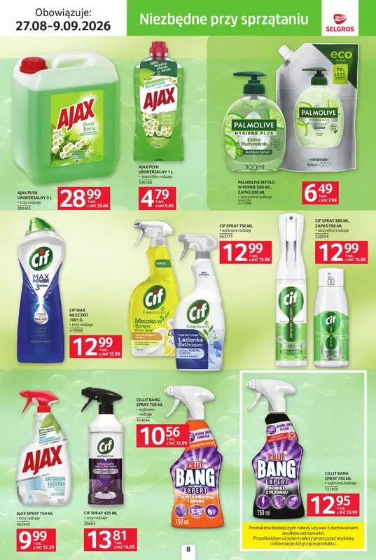 Selgros - gazetka promocyjna Katalog Sprzątanie od czwartku 27.08 do środy 09.09 - strona 8