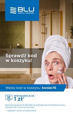 Blu Salony Łazienek - gazetka promocyjna Kod rabatowy od piątku 28.08 do poniedziałku 31.08