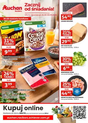 Auchan - gazetka promocyjna Gazetka Racibórz | Zacznij od śniadania  do wtorku 08.09