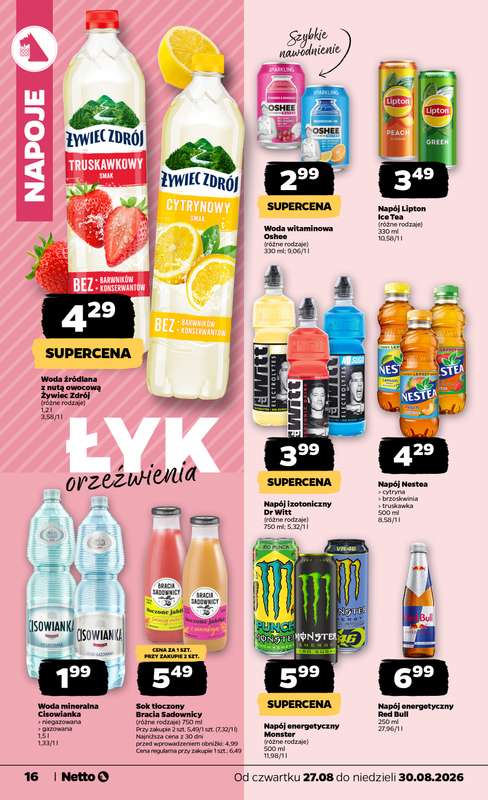 Netto - gazetka promocyjna Gazetka Spożywcza od czwartku 27.08 do niedzieli 30.08 - strona 16