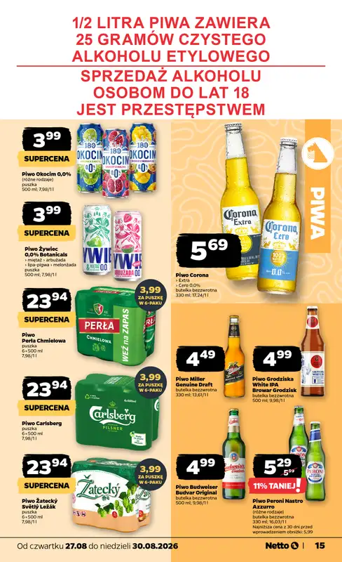 Netto - gazetka promocyjna Gazetka Spożywcza od czwartku 27.08 do niedzieli 30.08 - strona 15