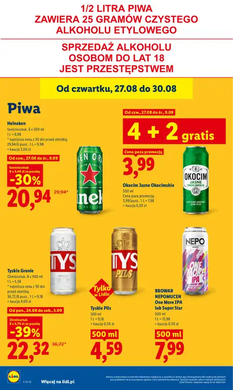 Lidl - gazetka promocyjna Oferta od czwartku od czwartku 27.08 do niedzieli 30.08 - strona 66