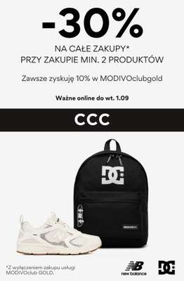 CCC - gazetka promocyjna -30% na całe zakupy przy zakupie min. 2 produktów od środy 26.08 do wtorku 01.09