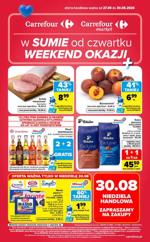 Carrefour Market - gazetka promocyjna Gazetka w sumie od czwartku weekend okazji od czwartku 27.08 do niedzieli 30.08