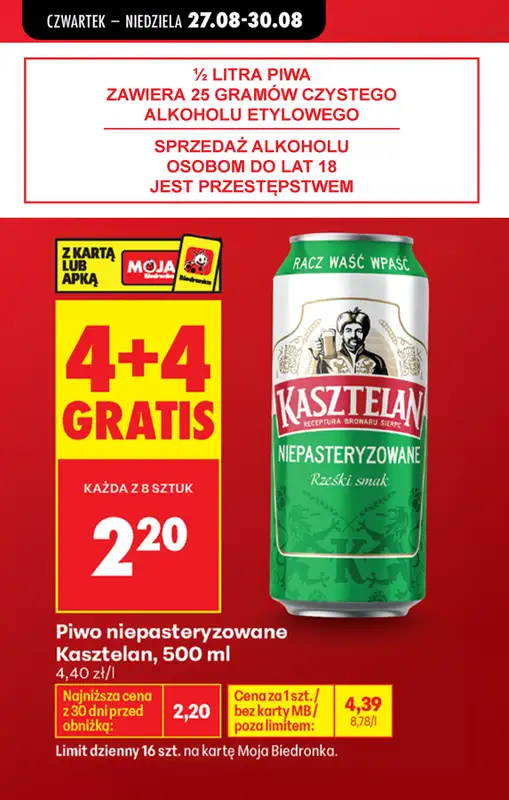 Biedronka - gazetka promocyjna Najlepsze oferty na PIWO! od czwartku 27.08 do niedzieli 30.08 - strona 6