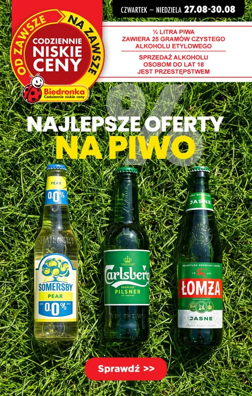 Biedronka - gazetka promocyjna Najlepsze oferty na PIWO!  