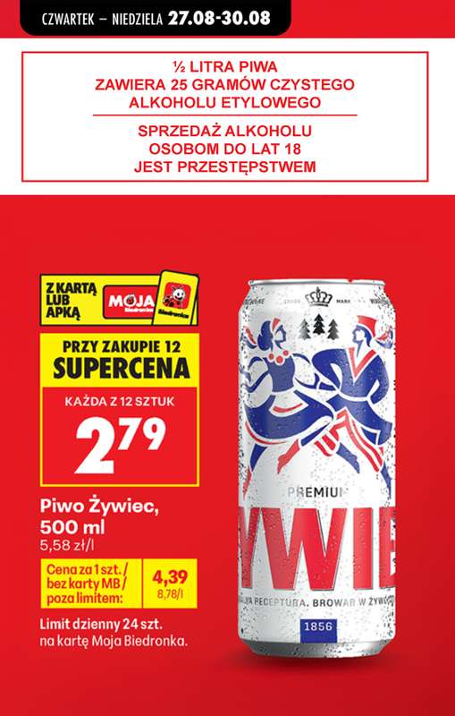 Biedronka - gazetka promocyjna Najlepsze oferty na PIWO! od czwartku 27.08 do niedzieli 30.08 - strona 4
