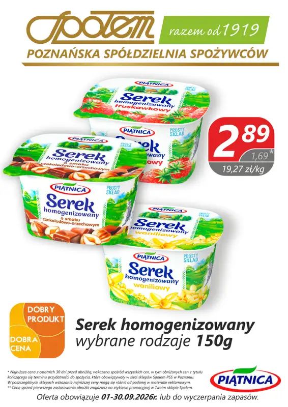 Społem - Blisko i Korzystnie - gazetka promocyjna Dobry produkt, dobra cena - PSS Poznań od wtorku 01.09 do środy 30.09 - strona 10