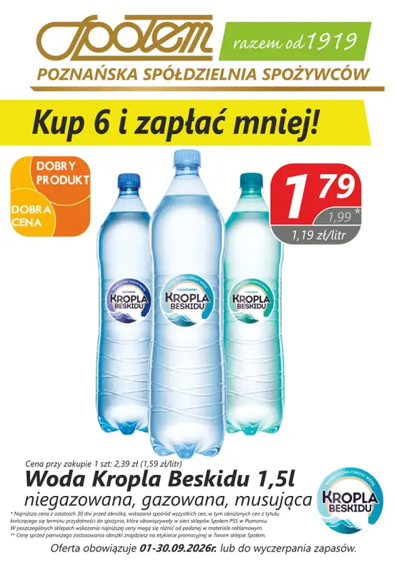 Społem - Blisko i Korzystnie - gazetka promocyjna Dobry produkt, dobra cena - PSS Poznań od wtorku 01.09 do środy 30.09 - strona 7