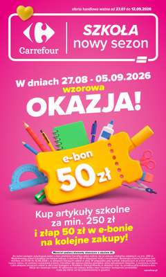 Carrefour - gazetka promocyjna Szkoła nowy sezon od czwartku 27.08 do soboty 12.09