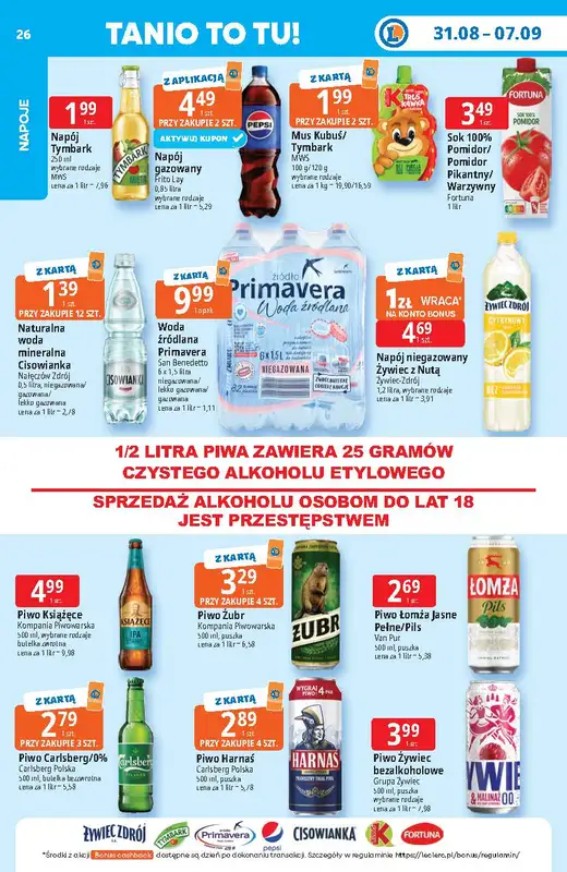 Leclerc - gazetka promocyjna Oferta E.Leclerc | Tanio to tu! od poniedziałku 31.08 do poniedziałku 07.09 - strona 26