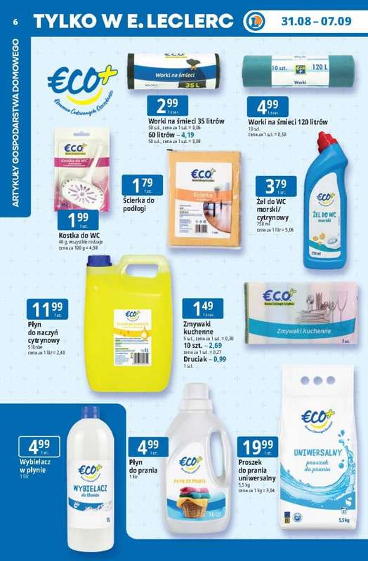 Leclerc - gazetka promocyjna Oferta E.Leclerc | Tanio to tu! od poniedziałku 31.08 do poniedziałku 07.09 - strona 6