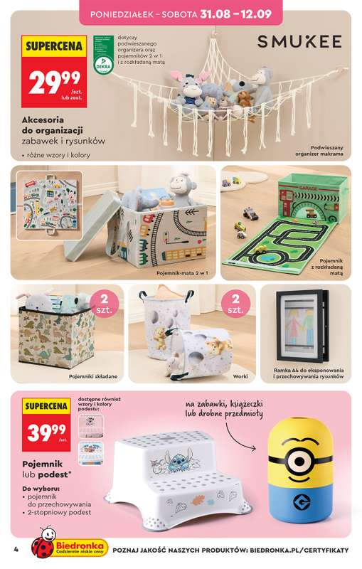 Biedronka - gazetka promocyjna Hity i inspiracje, od 31.08 od poniedziałku 31.08 do środy 16.09 - strona 4