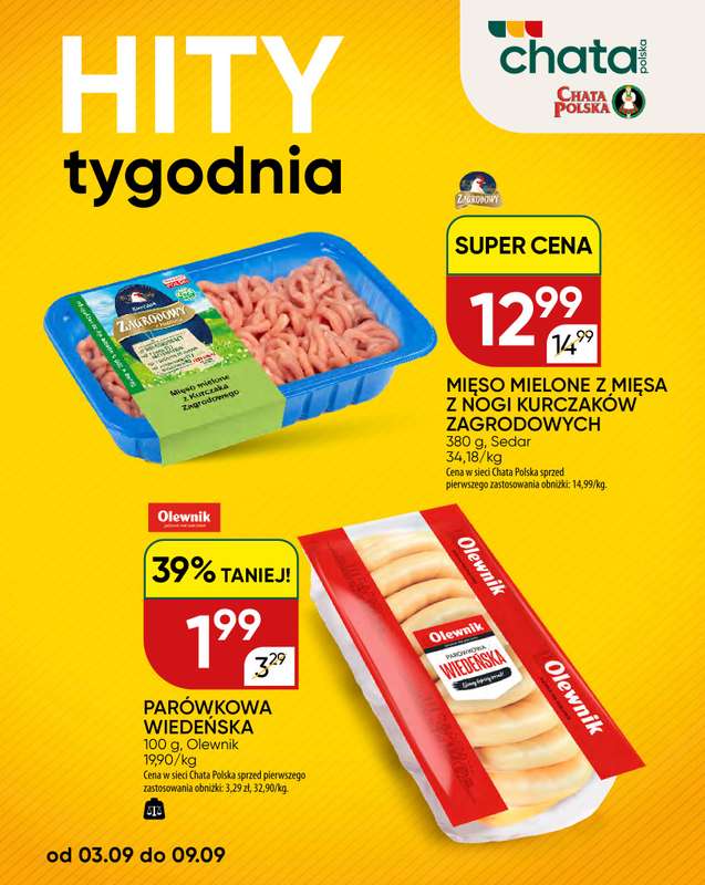 Chata Polska - gazetka promocyjna Hity Tygodnia 03-09.09  do środy 09.09