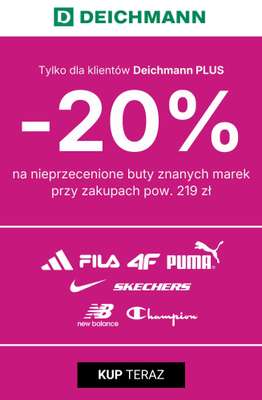 Deichmann - gazetka promocyjna -20% na nieprzecenione buty wybranych marek od piątku 28.08 do wtorku 06.10