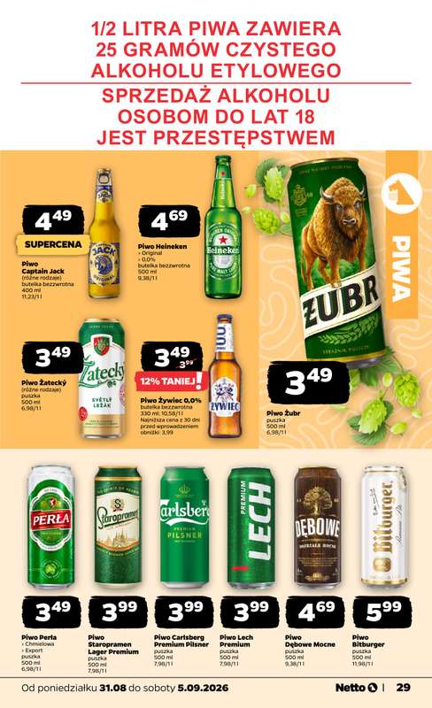 Netto - gazetka promocyjna Gazetka Spożywcza od poniedziałku 31.08 do soboty 05.09 - strona 29