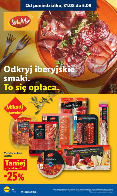 Lidl - gazetka promocyjna Oferta od poniedziałku od poniedziałku 31.08 do środy 02.09 - strona 56