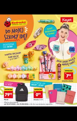 Biedronka - gazetka promocyjna Do Mojej szkoły idę od poniedziałku 20.07 do poniedziałku 31.08