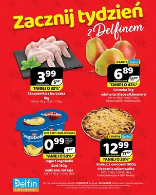 Delfin - gazetka promocyjna Zacznij tydzień z Delfinem od poniedziałku 31.08 do środy 02.09