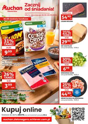 Auchan - gazetka promocyjna Gazetka Zielona Góra | Zacznij od śniadania od środy 26.08 do wtorku 08.09
