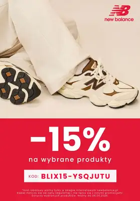 New Balance - gazetka promocyjna -15% na wybrane produkty od poniedziałku 31.08 do niedzieli 06.09