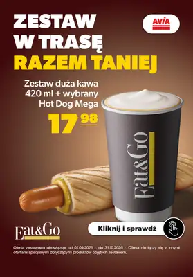 AVIA Stacje Paliw - gazetka promocyjna Zestaw w trasę - razem taniej! od wtorku 01.09 do soboty 31.10