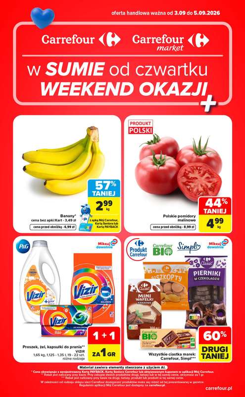 Carrefour Market - gazetka promocyjna W sumie od czwartku weekend okazji od czwartku 03.09 do soboty 05.09