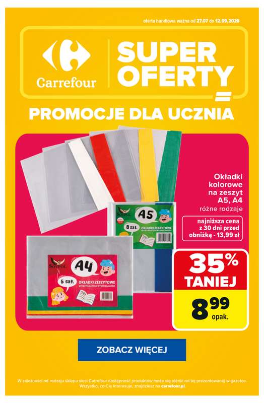 Carrefour - gazetka promocyjna Najlepsze promocje DLA UCZNIA! od wtorku 01.09 do poniedziałku 07.09