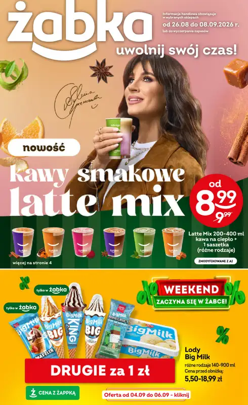 Żabka - gazetka promocyjna Gazetka od środy 26.08 do wtorku 08.09