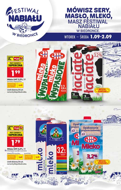 Biedronka - gazetka promocyjna Festiwal nabiału od środy 02.09 do soboty 05.09