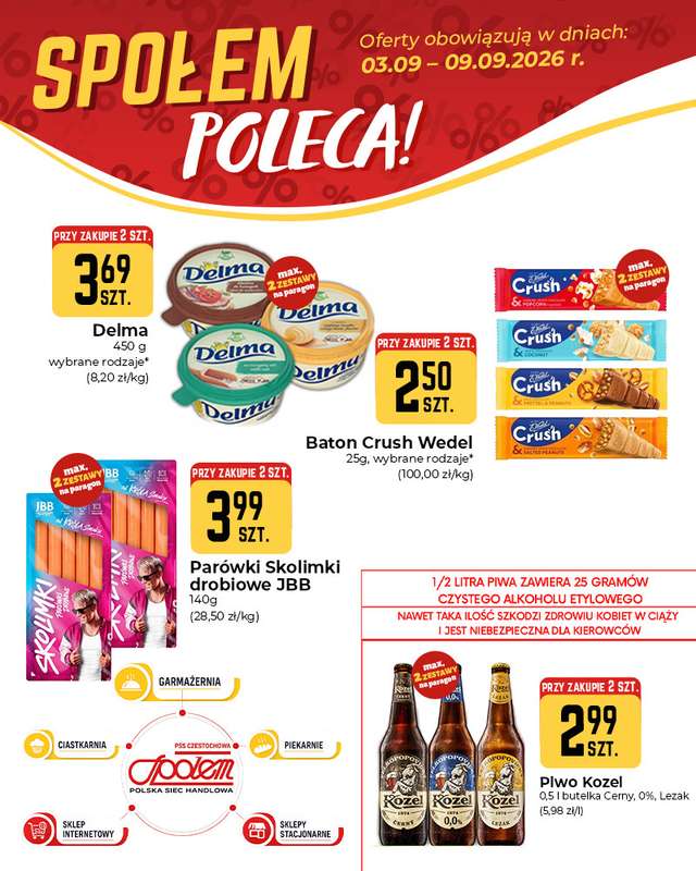 Społem Częstochowa - gazetka promocyjna Plakaty promocyjne od czwartku 03.09 do środy 09.09