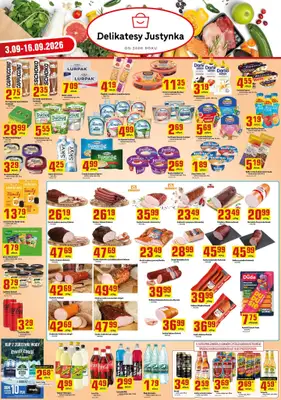 Delikatesy Justynka - gazetka promocyjna Gazetka od czwartku 03.09 do środy 16.09