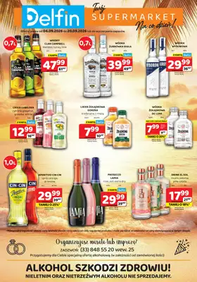 Delfin - gazetka promocyjna Ulotka alkoholowa  do niedzieli 20.09