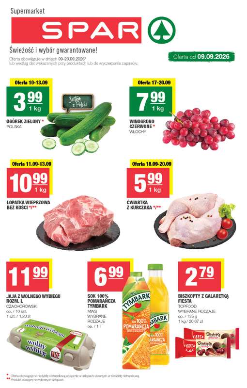 SPAR - gazetka promocyjna Gazetka Spar od środy 09.09 do niedzieli 20.09