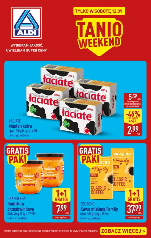 Aldi - gazetka promocyjna Najlepsze oferty na sobotę w Aldi!  