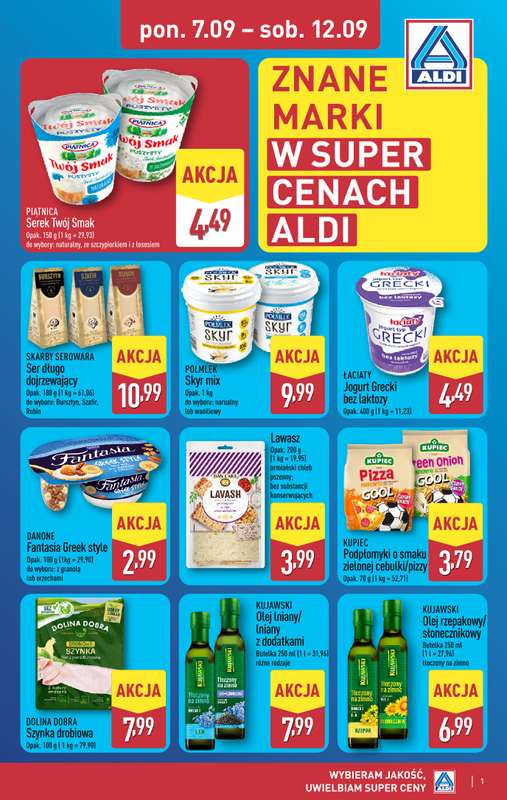 Aldi - gazetka promocyjna Wybrane produkty w super cenach Aldi! od poniedziałku 07.09 do soboty 12.09