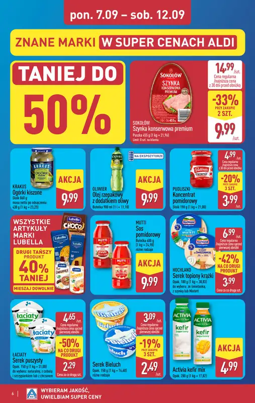 Aldi - gazetka promocyjna Wybrane produkty w super cenach Aldi! od poniedziałku 07.09 do soboty 12.09 - strona 6