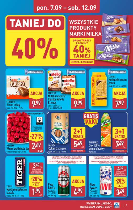 Aldi - gazetka promocyjna Wybrane produkty w super cenach Aldi! od poniedziałku 07.09 do soboty 12.09 - strona 3