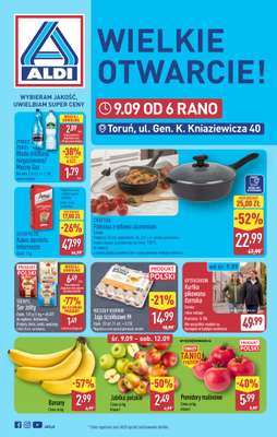 Aldi - gazetka promocyjna Toruń, ul. Gen. K. Kniaziewicza 40, WIELKIE OTWARCIE już w ŚRODĘ 9.09! od środy 09.09 do soboty 12.09