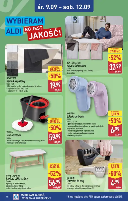 Aldi - gazetka promocyjna Toruń, ul. Gen. K. Kniaziewicza 40, WIELKIE OTWARCIE już w ŚRODĘ 9.09! od środy 09.09 do soboty 12.09 - strona 18