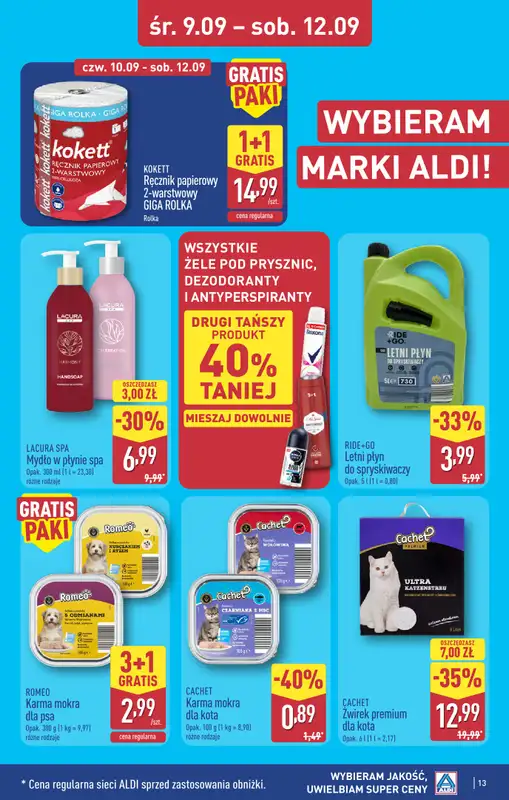 Aldi - gazetka promocyjna Toruń, ul. Gen. K. Kniaziewicza 40, WIELKIE OTWARCIE już w ŚRODĘ 9.09! od środy 09.09 do soboty 12.09 - strona 13